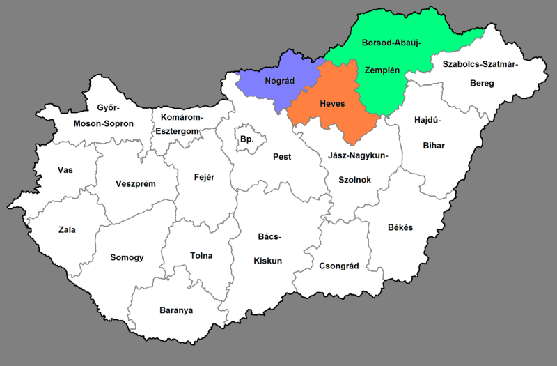 Észak-Magyarország elhelyezkedése